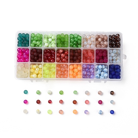Perles de verre 24 couleurs GLAA-JP0001-12-1
