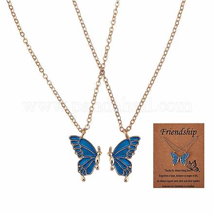 2pcs ensemble de colliers pendentif papillon assortis JN1033B-1