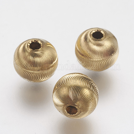 Brass Corrugated Beads KK-F736-01C-1