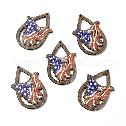 Colgantes de madera de álamo impreso de una sola cara con tema de la bandera americana WOOD-G014-01C-1