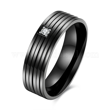 Regalos del día de san valentín anillos de pareja de circonita cúbica de acero de titanio para hombres RJEW-BB16446-9-1