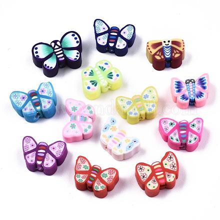 Handmade Polymer Clay Butterfly Beads X-CLAY-Q211-03-1