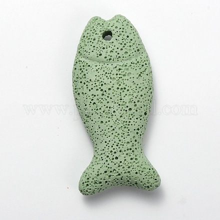Synthetic Lava Rock Big Fish Pendants G-O025-01H-1