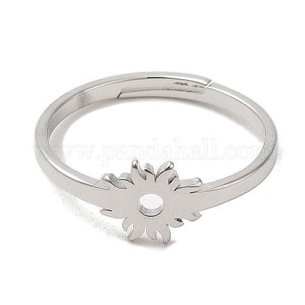 304 anillo ajustable de flores de acero inoxidable para mujer. RJEW-M149-03P-1