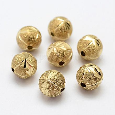 Brass Textured Beads KK-P095-54-1