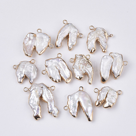 Connecteurs de liens de perles keshi perle baroque naturelle plaquée PEAR-Q014-005-1