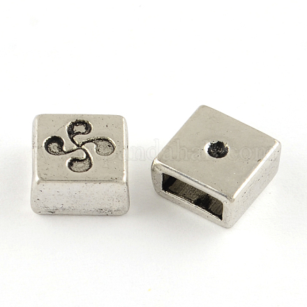 Tibetan Style Alloy Square Slide Charms TIBE-S264-01AS-RS-1