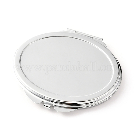 DIYの鉄製の化粧鏡  レジンDIY用  オーバル  ステンレス鋼色  6.4x7.15x0.8cm  穴：1.6mm  トレイ：60x46mm X-DIY-L056-04P-1