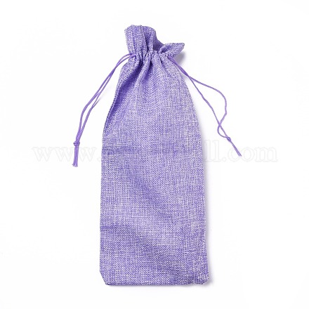 (クリアランスセール)リネンパッキングポーチ  巾着袋  長方形  ライラック  33.5~34.5x14.5~14.7x0.6cm ABAG-WH0023-08I-1