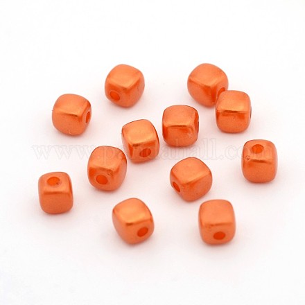 Opaque ABS Plastic Imitation Pearl Cube Beads MACR-M016-06-1