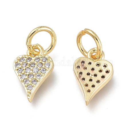 Brass Micro Pave Clear Cubic Zirconia Charms X-ZIRC-Q024-06G-1