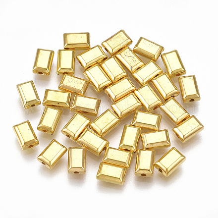 CCBプラスチックビーズ  長方形  ゴールドカラー  6x3.5x2.5mm  穴：1mm X-CCB-S160-217-1