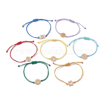 7 pièces ensemble de bracelets à maillons chakra en alliage de 7 styles BJEW-JB10017-1