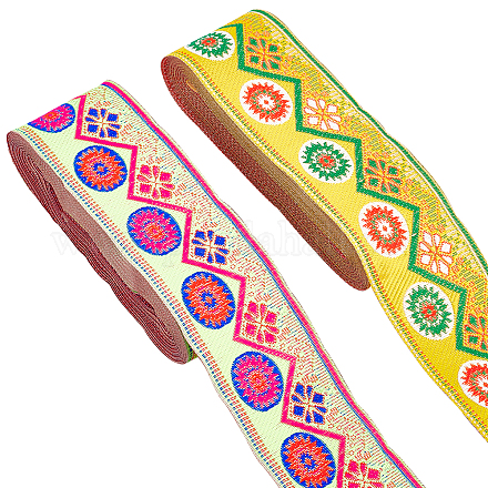 Pandahall elite 2 rollos 2 colores bordado cintas de poliéster OCOR-PH0001-23B-1