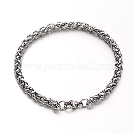 304 acero inoxidable cadenas de trigo pulseras BJEW-O091-04P-1