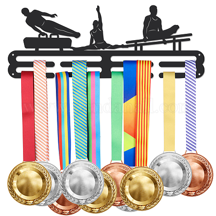 Espositore da parete per porta medaglie in ferro a tema sportivo da uomo ODIS-WH0021-651-1