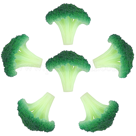 CHGCRAFT 6 Pcs Simulated Food Broccoli Slice Fake Artificial Vegetable Broccoli Decoration Model Lifelike Fake Play Food Home Kitchen Party Decoration Store Market Display 57.5x60x38.5mm AJEW-WH0258-138-1