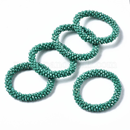 Faceted Opaque Glass Beads Stretch Bracelets BJEW-S144-002D-01-1