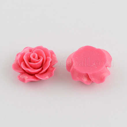 Cabochons de fleur rose de dos plats d'accessoires & accessoires de costume ornements en résine CRES-Q105-09-1