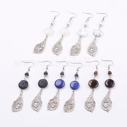 Natural & Synthetic Mixed Stone Dangle Earrings EJEW-JE02467-1