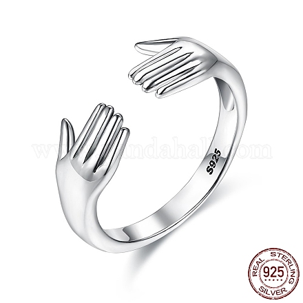 925 кольцо-манжета из серебра [925] пробы с родиевым покрытием RJEW-BB67012-1