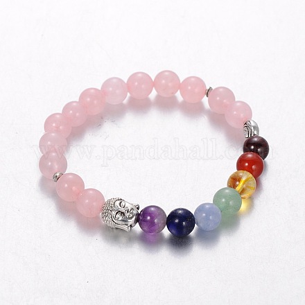 Stretch Buddhist Jewelry Multi-Color Gemstone Chakra Bracelets BJEW-JB01687-05-1