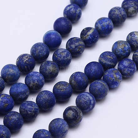 Chapelets de perles rondes en lapis lazuli mat naturel G-D743-10mm-1