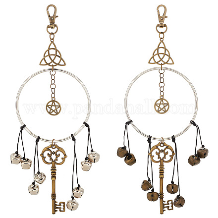 2 Uds. 2 decoraciones colgantes de campanas de bruja de hierro de color KEYC-AB00024-1