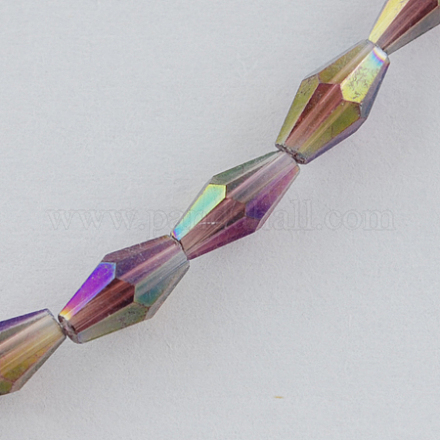Electroplate Glass Beads Strands EGLA-R020-8x4mm-10-1