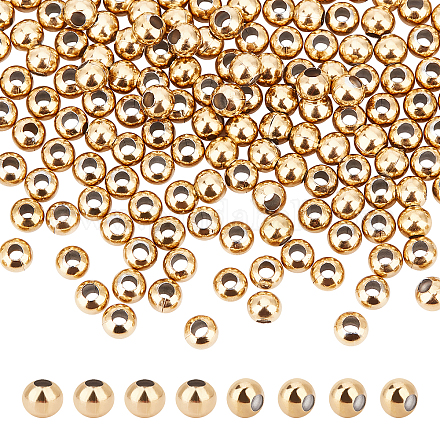 UNICRAFTALE about 200pcs Golden Round Spacer Beads 304 Stainless Steel Loose Beads 1.5mm Hole Smooth Surface Beads Finding for DIY Bracelet Necklace Jewelry Making Craft STAS-UN0029-49-1