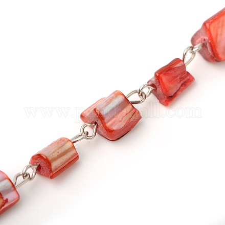 Chaînes de perles de coquillage de mer manuelles pour la fabrication de bracelets et colliers AJEW-JB00066-02-1