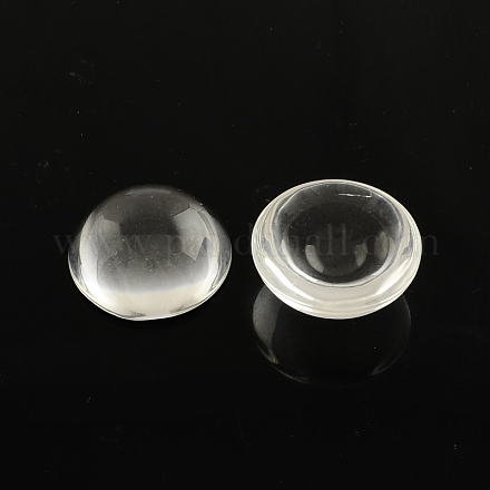 透明な半円形のガラスカボション  透明  20x8.5~10mm X-GGLA-R027-20mm-1