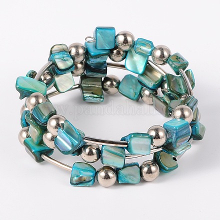 Perles en coquille enveloppent bracelets BJEW-JB01609-04-1