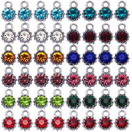 Encantos de rhinestone de vidrio de aleación de 48 colores ALRI-SZ0001-03-1