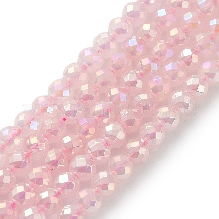 Galvanici rosa naturale perle di quarzo fili G-Z038-A03-01AB-1