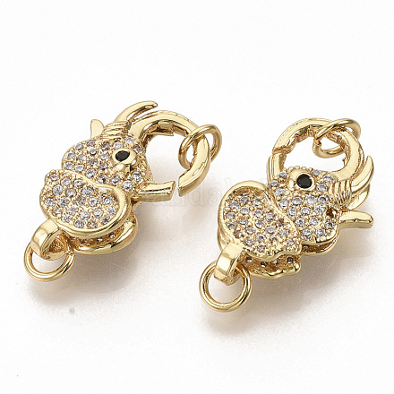Brass Micro Pave Clear Cubic Zirconia Lobster Claw Clasps ZIRC-S066-012-1
