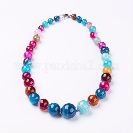 Natural Dyed Agate Graduated Beaded Necklaces NJEW-F132-A01-1