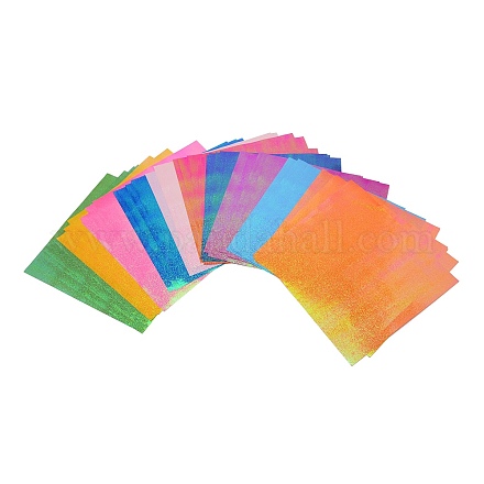 正方形の折り紙  光沢のある粉の折り紙  子供のハンドメイドDIYスクラップブッキングクラフト装飾  ミックスカラー  249x248.5x0.2mm  約50個/袋 DIY-WH0308-26-1
