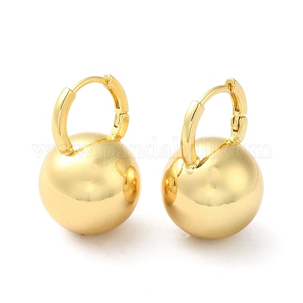 Brass Round Ball Hoop Earrings for Women EJEW-Q024-03G-1