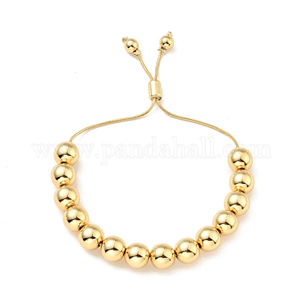 Gestellplattiertes rundes Perlen-Schieberarmband aus Messing für Frauen BJEW-B066-01A-03-1