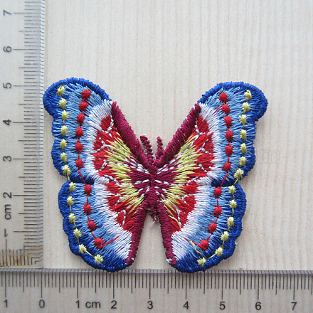 Parches para coser o planchar de tela con bordado computarizado en forma de mariposa WG11256-05-1