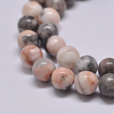 Chapelets de perles de jaspe zèbre rose naturel X-G-P231-01-8mm-1