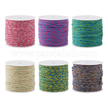 Pandahall 6 rollos de hilo trenzado de algodón de 6 colores OCOR-TA0001-50-1
