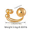 Brass Cuff Rings, Golden, Round, 22mm