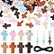 128Pcs 8 Styles Wood Dyed Pendants, Religion Cross Charms, with 1 Bundle Winding Waxed Polyester Cord, Mixed Color, 21.5~22x1~15x1~5mm, Hole: 1.5~2mm, 16pcs/style