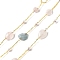 Handmade Natural Morganite Nuggest Beaded Chains, Soldered, with ABS Plastic Beads and Rack Plating Brass Findings, Long-Lasting Plated, Lead Free & Cadmium Free, with Spool, Real 18K Gold Plated, 4~7x6~12x3~5mm