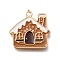 Christmas Theme Alloy Enamel Pendants, Light Gold, House, 20.5x21x1.5mm, Hole: 1.6mm