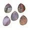 Natural Indian Agate Pendants, Rack Plating Brass Egg Charms, Golden, 41.5~43x30.5~31x2.4mm, Hole: 1.3~2mm
