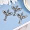 Gothic Style Alloy Pendants, Butterfly with Skull, with Loop, Antique Silver, 54x41mm