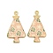 Christmas Theme Rack Plating Alloy Pendants, with Enamel, Golden, Christmas Trees Charm, Misty Rose, 31x17x1.5mm, Hole: 1.8mm